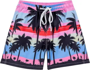 Boys Swim Trunks, Quick Dry Beach Swim Shorts Little Boys Bathing Suit Swimsuit with Mesh Lining, 3-14 Years