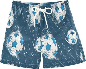 Boys Trunks, Anti-Chafe Swim Trunks Boys 2 T, White Blue Soccer Balls