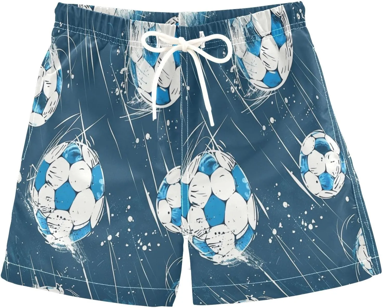 Boys Trunks, Anti-Chafe Swim Trunks Boys 2 T, White Blue Soccer Balls