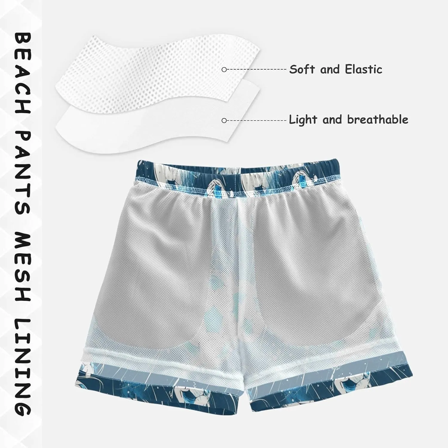 Boys Trunks, Anti-Chafe Swim Trunks Boys 2 T, White Blue Soccer Balls