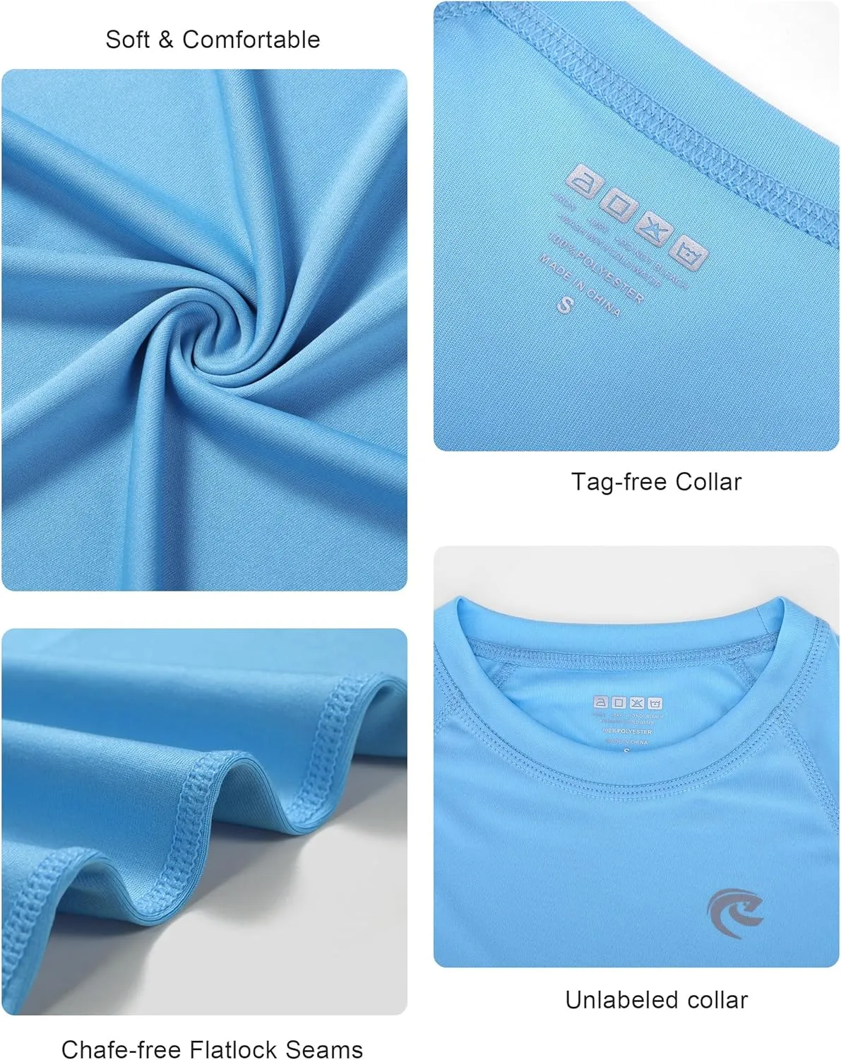 Boys UPF 50  Swim Shirt Long Sleeve, 1 or 2 Pack UV Sun Protection Rash Guard, Youth Kids SPF Water Shirts for Beach Surf