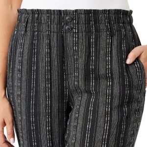Briggs Ladies' Comfort Stretch Waistband Linen Blend Pants (US, Alpha, Large, Regular, Regular, Black Stripe)