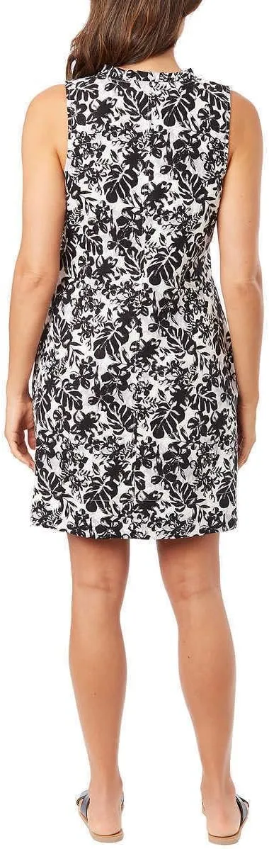 Briggs New York womens Briggs Ladies' Ruffle V-neck Linen Blend Dress