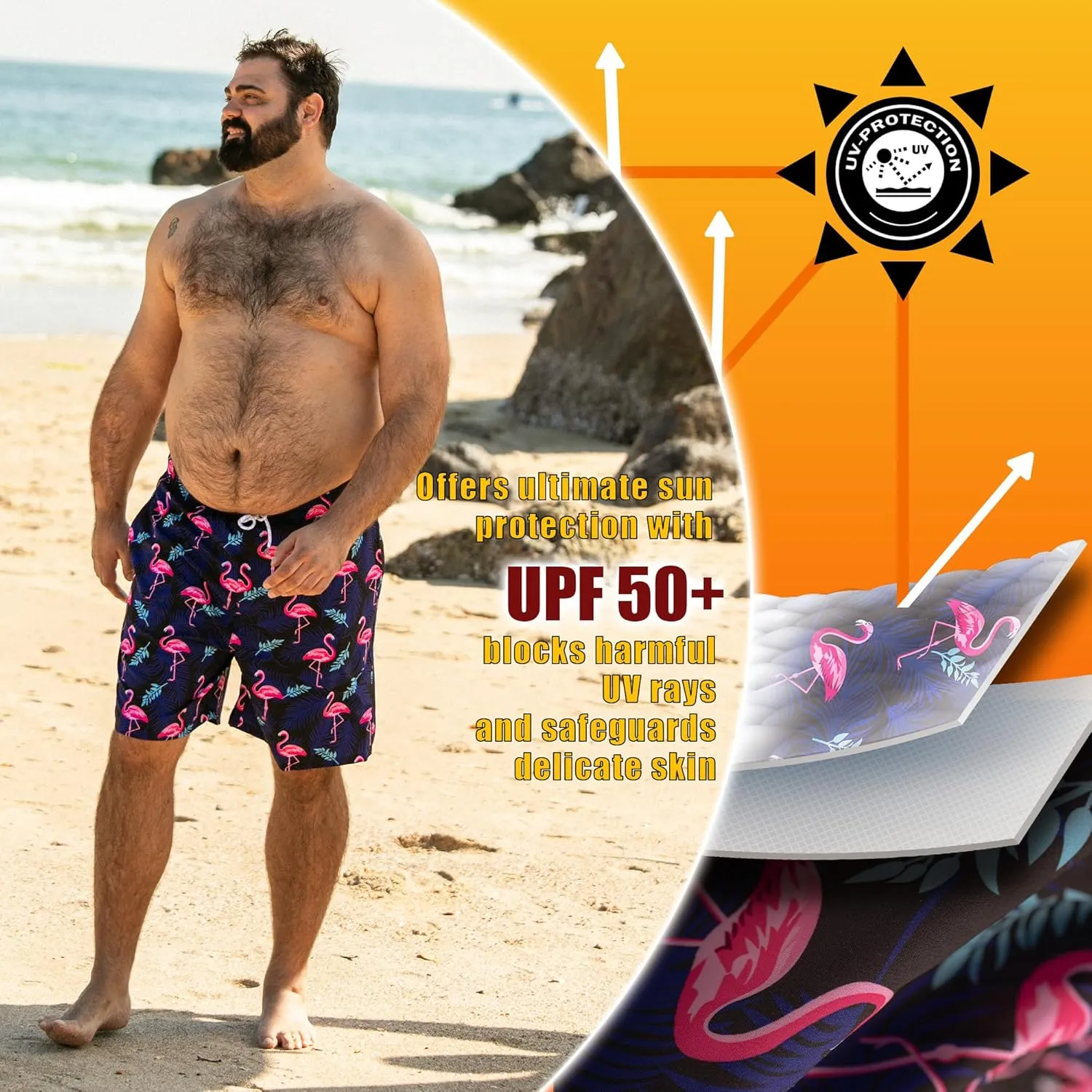BRISIRA Big and Tall Swim Trunks for Men Bathing Suit with Mesh Lining Quick Dry Board Shorts Beach Swimsuit Pocket
