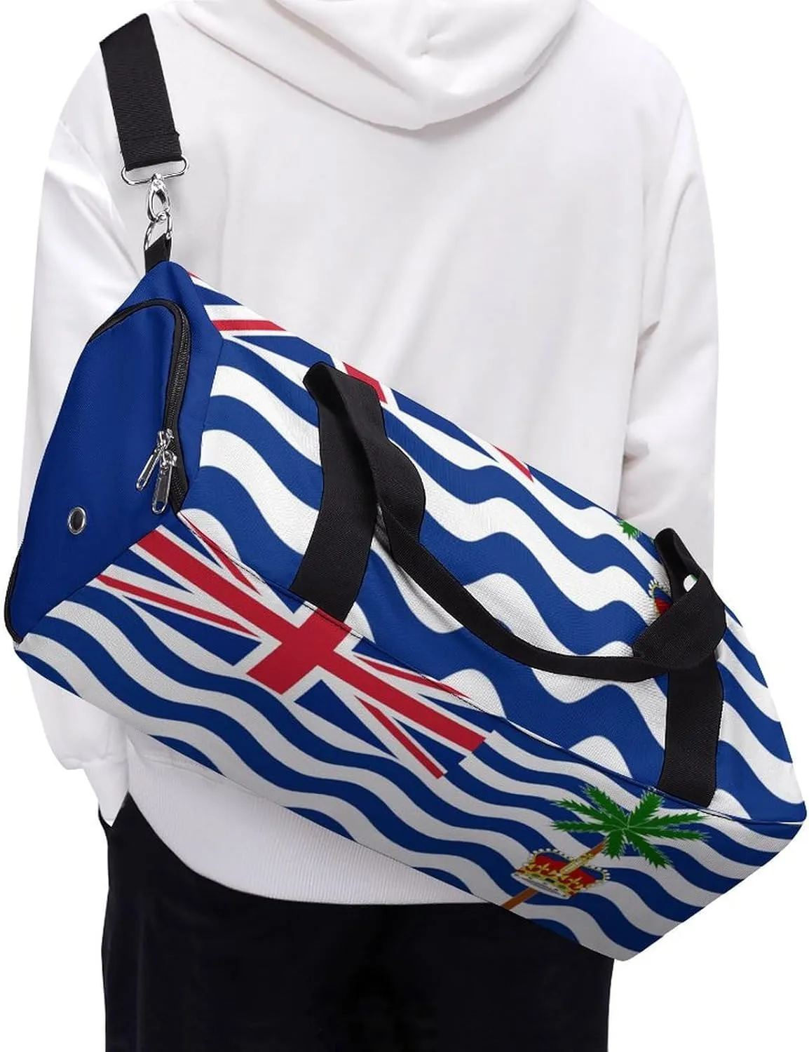 British Indian Ocean Territory Flag Gym Bag for Boys Girls with Shoe Compartment Travel Overnight