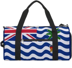 British Indian Ocean Territory Flag Gym Bag for Boys Girls with Shoe Compartment Travel Overnight
