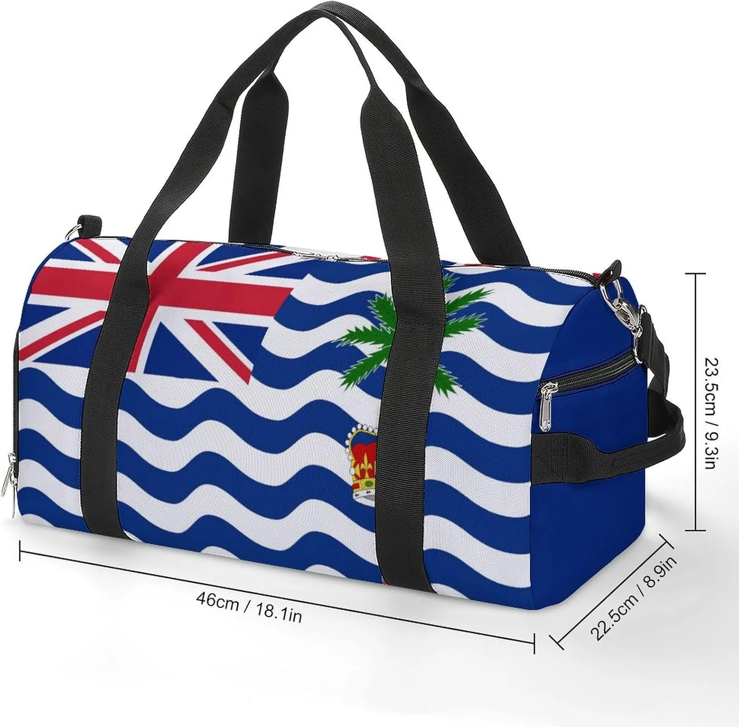 British Indian Ocean Territory Flag Gym Bag for Boys Girls with Shoe Compartment Travel Overnight