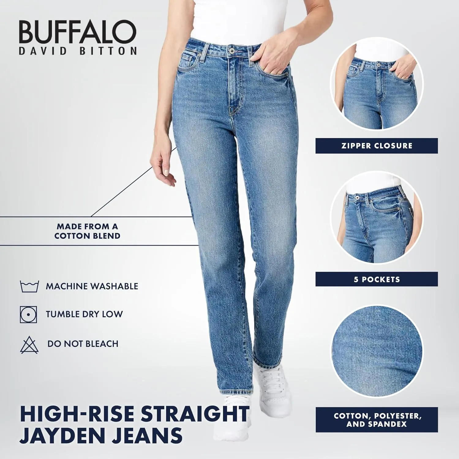 Buffalo David Bitton Women's Hi Rise Straight Jean