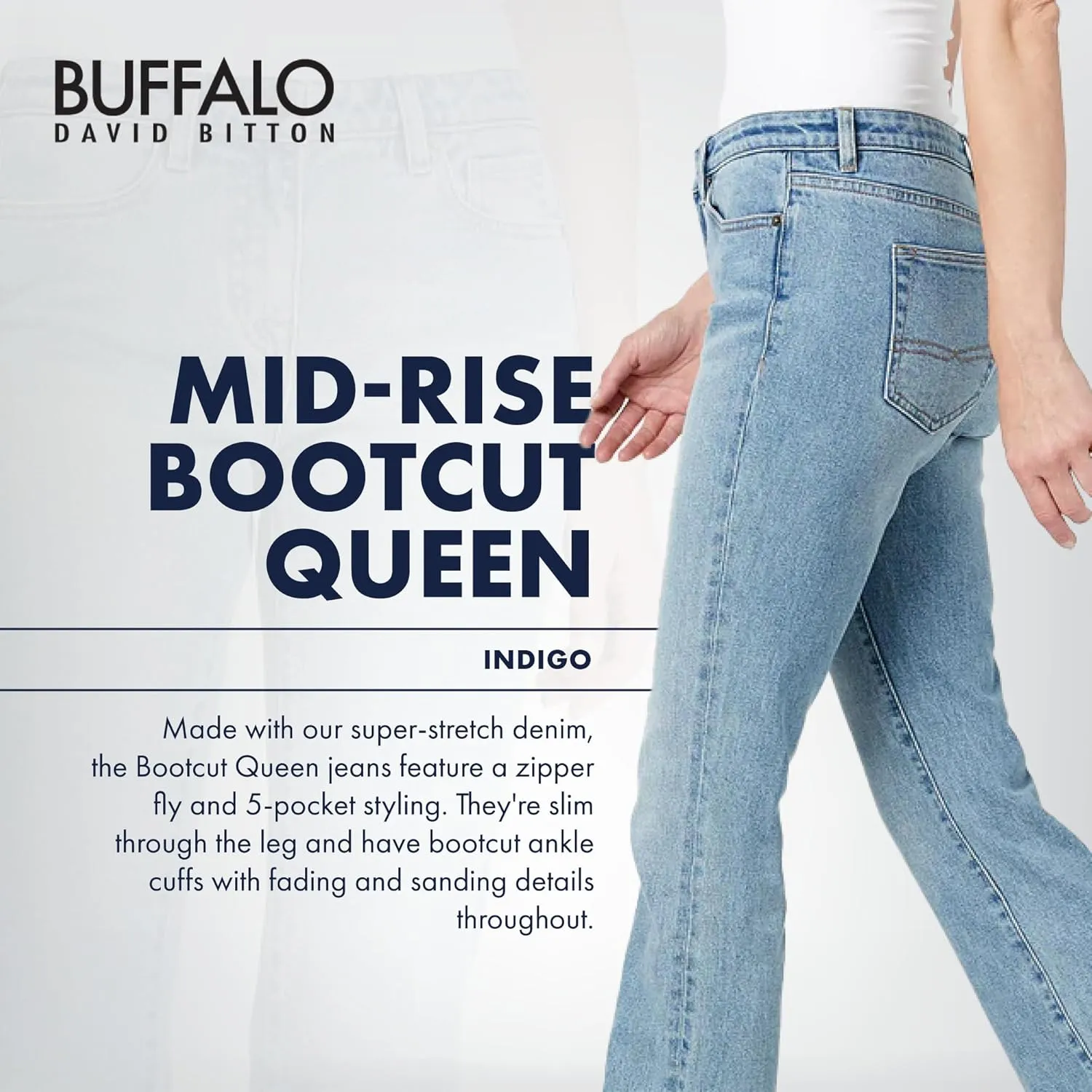 Buffalo David Bitton Women's Queen Mid-Rise Bootcut Jeans