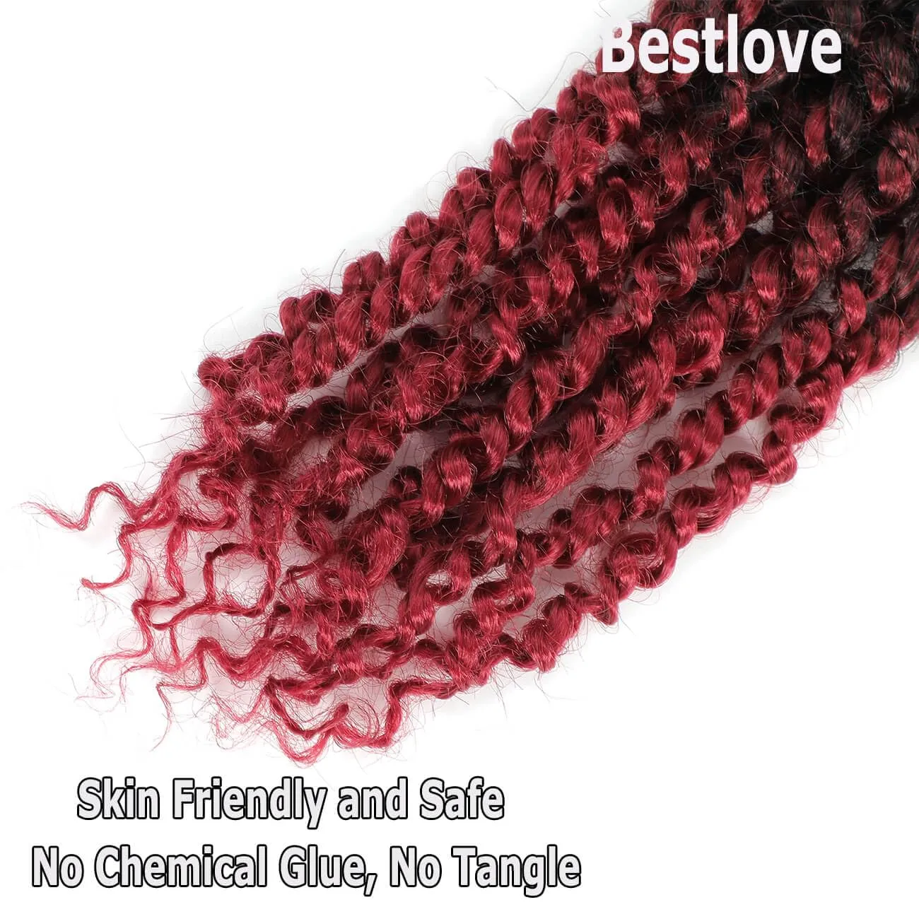 Burgundy Passion Twist Crochet Hair 18 Inch 8 Packs Ombre Bug Red Pretwisted Passion Twist Crochet Hair Pre Looped 1B/Red Color Water Wave Passion Twist Hair for Black Women