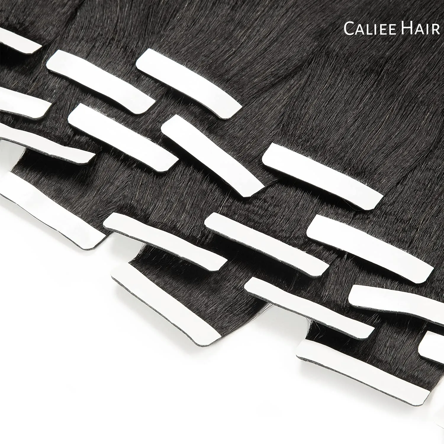 Caliee Yaki Straight Human Hair Tape in Extensions 22inch Real Human Hair Tape in Hair Extensions, Kinky Straight Tape in Extensions Natural Black 1B Tape on Remy Hair Extension 50g