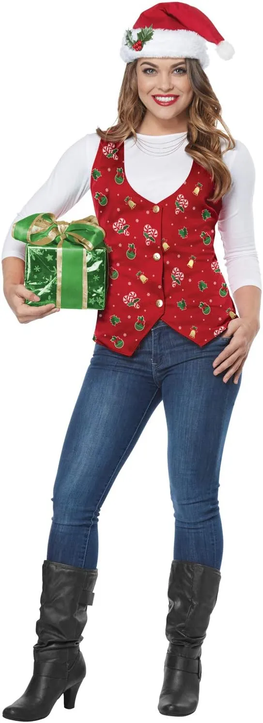 California Costumes Women's Holiday Vest, Red - Adult Costume Adult Costume, Red, Large/Extra Large