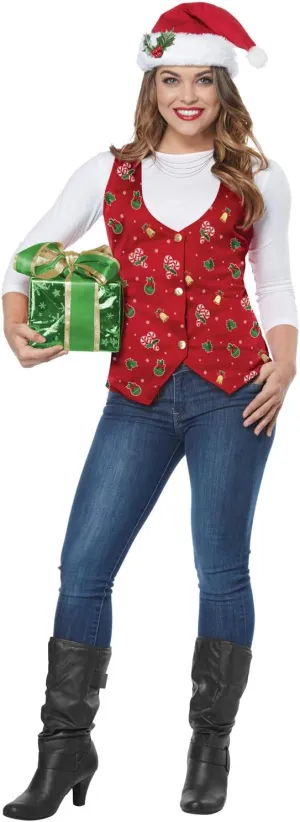 California Costumes Women's Holiday Vest, Red - Adult Costume Adult Costume, Red, Large/Extra Large