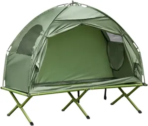 Camping Tent Cot, Multifunctional Folding Camping Cots for Adults with Carry Bag & Covered Outdoor Bed 4-in-1 Elevated Camping Bed Tent Portable Single Sleeping Cot for Outdoor Hiking