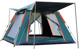 Camping Tents, 5-6 Person Outdoor Automatic Quick Open Tent Waterproof Camping Tent Family Outdoor Instant Setup Tent with Carring Bag (Color : Green Vinyl, Size : 240 * 240 * 154cm)