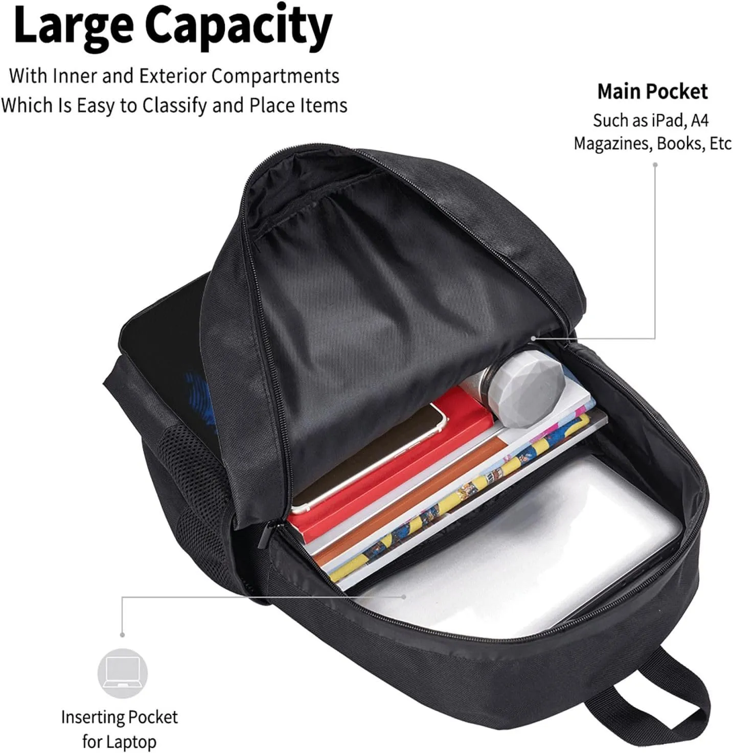 Cape Verdean American Flag Casual Backpack Large Capacity Backpacks 15 Inch Laptop Back Pack Travel Rucksack Daypack Commuter Bags with Adjustable Strap for Camping