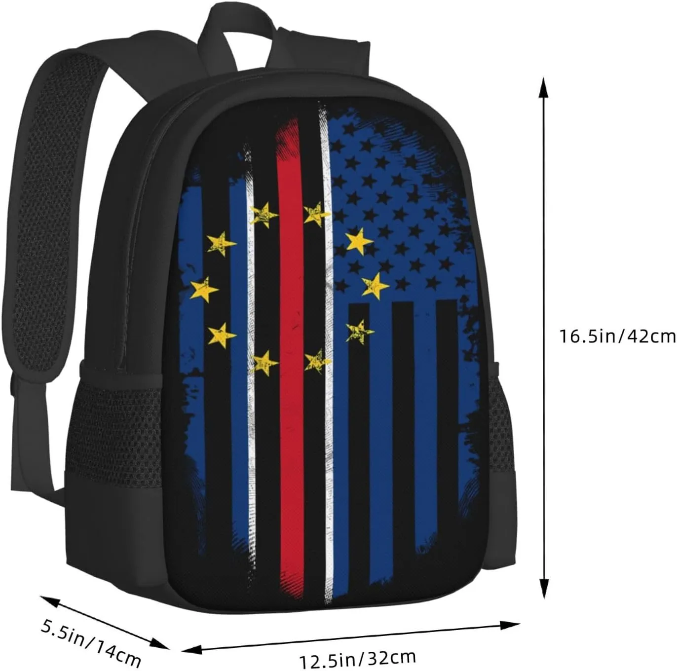 Cape Verdean American Flag Casual Backpack Large Capacity Backpacks 15 Inch Laptop Back Pack Travel Rucksack Daypack Commuter Bags with Adjustable Strap for Camping
