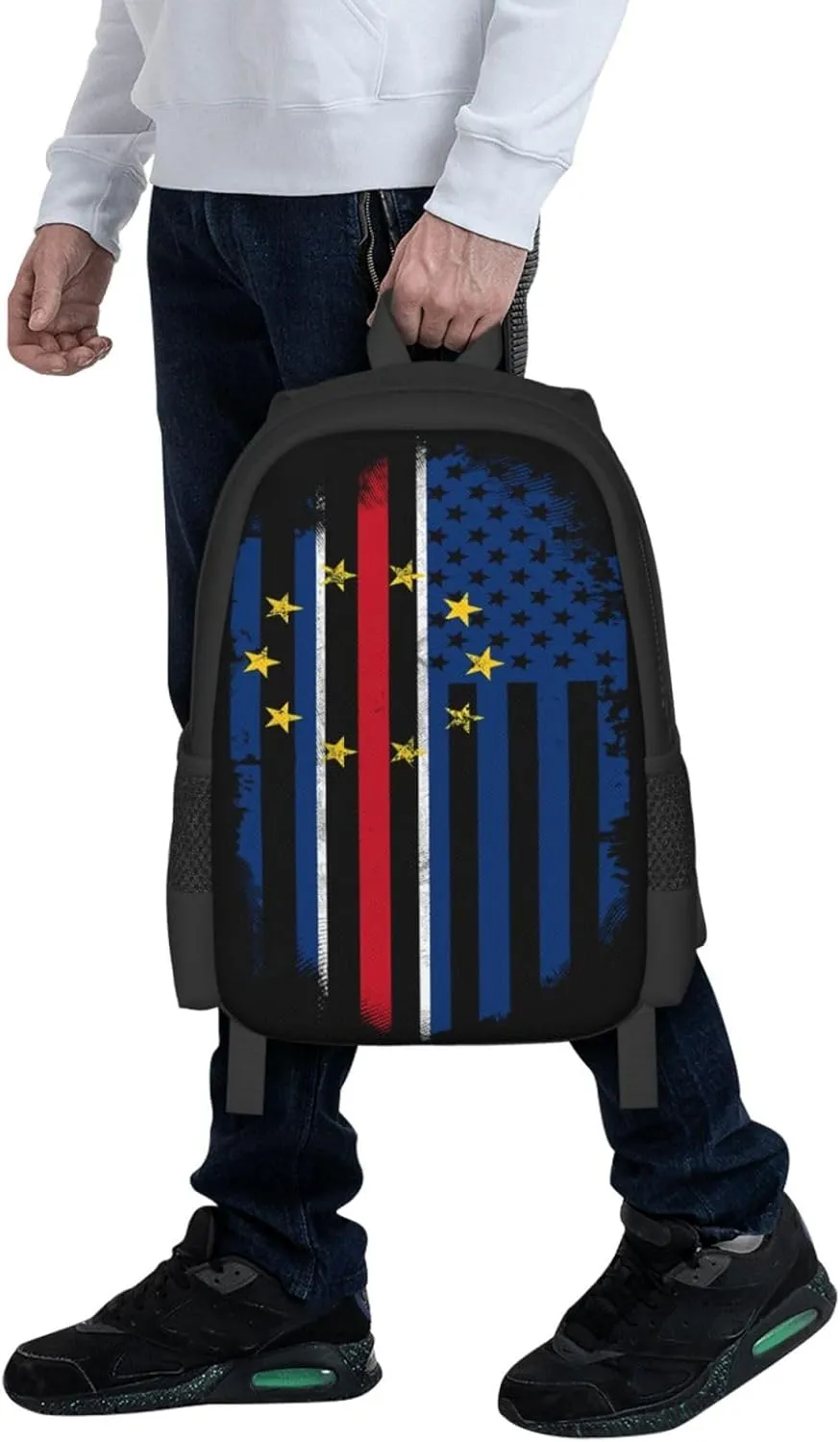 Cape Verdean American Flag Casual Backpack Large Capacity Backpacks 15 Inch Laptop Back Pack Travel Rucksack Daypack Commuter Bags with Adjustable Strap for Camping