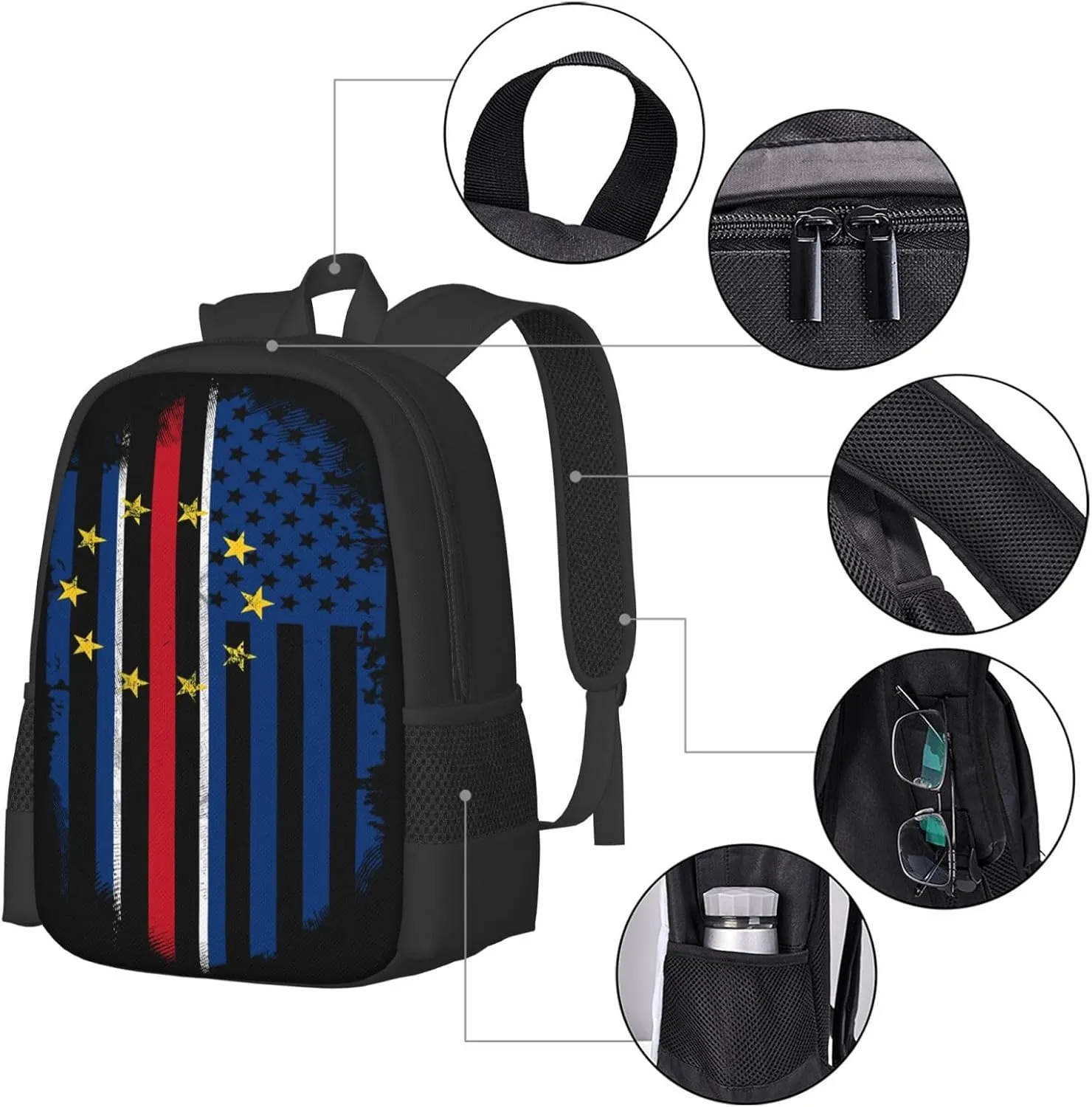 Cape Verdean American Flag Casual Backpack Large Capacity Backpacks 15 Inch Laptop Back Pack Travel Rucksack Daypack Commuter Bags with Adjustable Strap for Camping