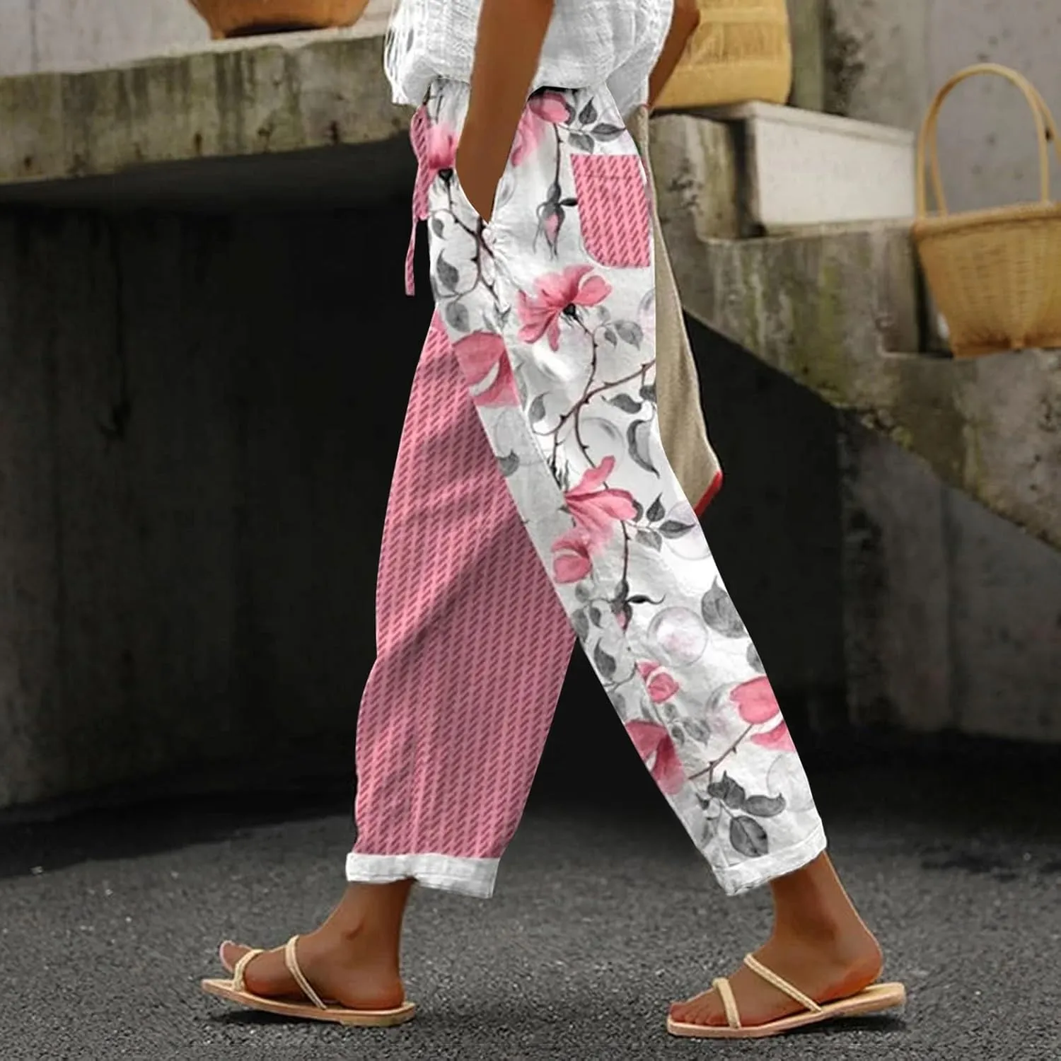 Capris Pants for Women Pants Drawstring Capri Pants with Pockets Wide Leg Cropped Pants for Women Capris Pants for