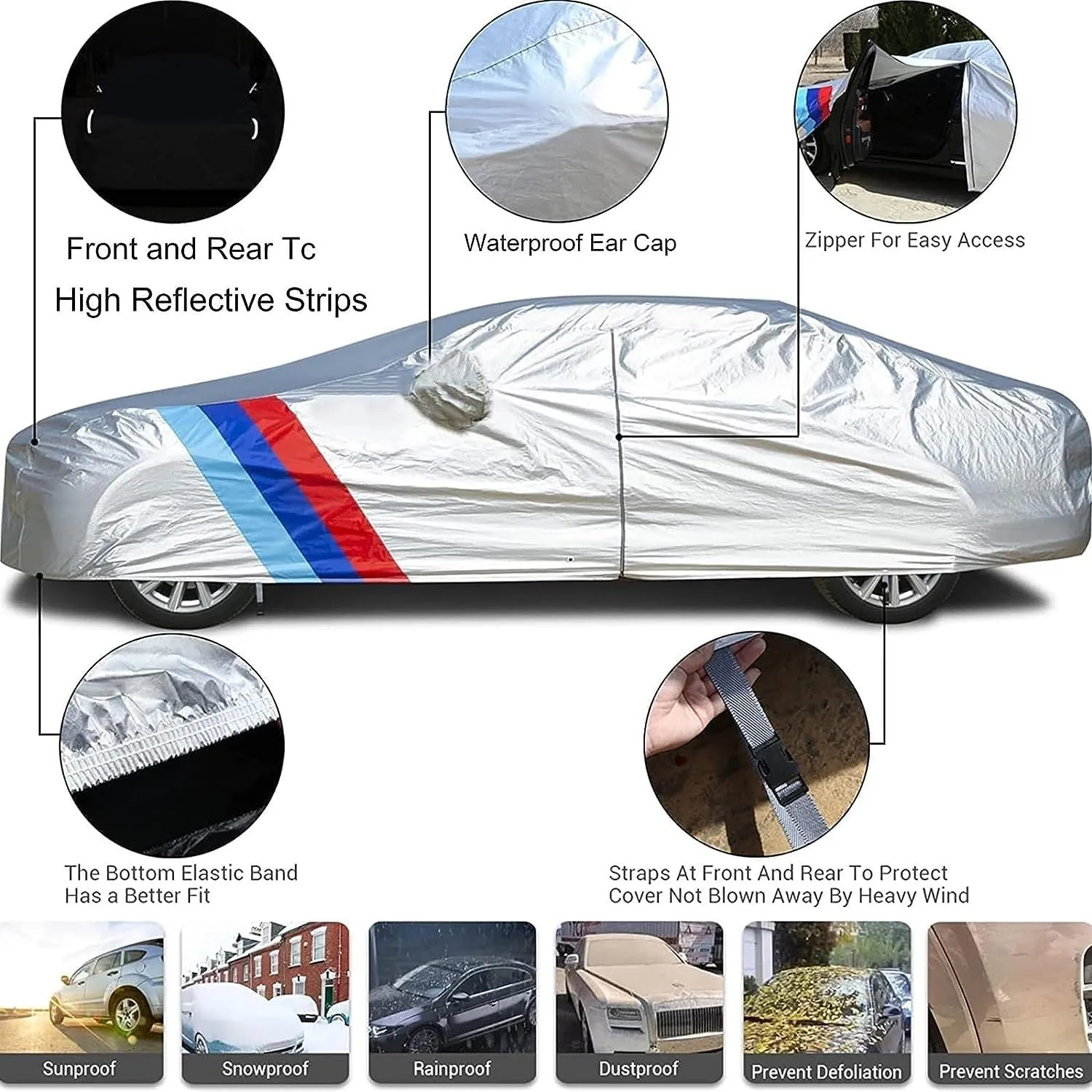 Car Cover Waterproof Compatible with Ligier Ambra Hatchback 1996-2006 Outdoor Car Covers All Weather Waterproof Breathable Large Car Cover with Zipper,Custom Full Car Cover,for Snow Rain Protection (