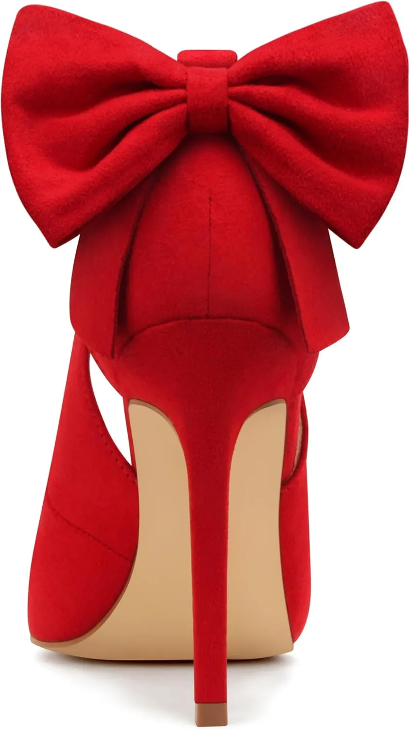 Carcuume Women's High Heels Strappy Pointed Toe Bow Pumps Ankle Strap Stiletto Party Shoes