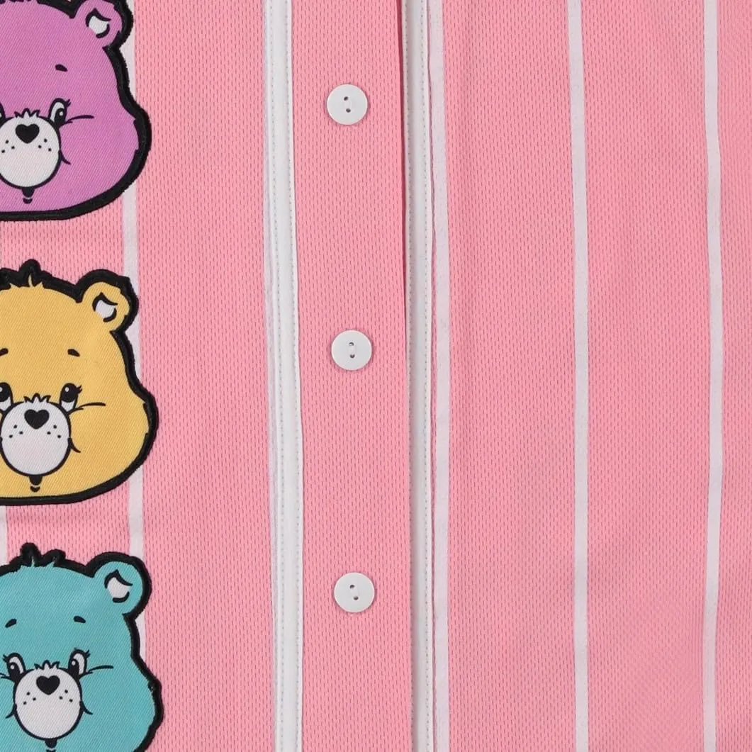 Care Bears Ladies Classic Mesh Button Down Baseball Jersey - Cheer Friend Funshine Good Luck Jersey