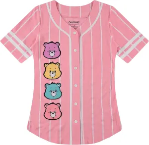 Care Bears Ladies Classic Mesh Button Down Baseball Jersey - Cheer Friend Funshine Good Luck Jersey