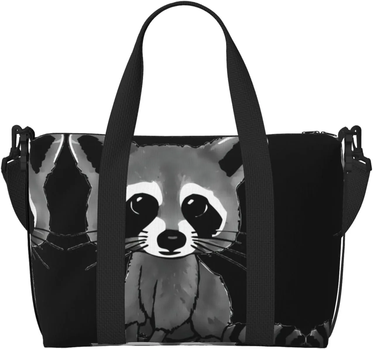 Cartoon Cute Raccoon Print Portable Travel Duffel Bag,Ideal For Business And Private Travel