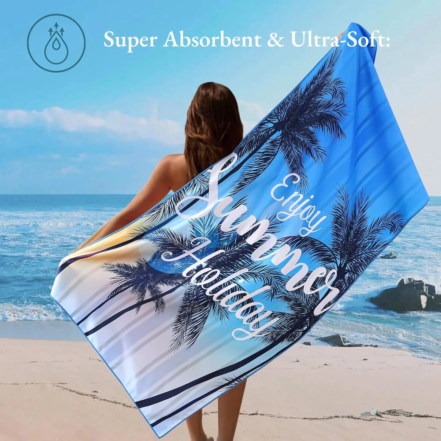 Casa Platino Pool Towels 4 Pack – Extra Large 32"x71" Sand Free Beach Towel, Quick Dry, Lightweight for Camping, Travel & Beach Essentials for Women – Nabran