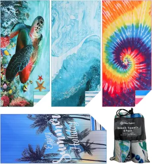 Casa Platino Pool Towels 4 Pack – Extra Large 32"x71" Sand Free Beach Towel, Quick Dry, Lightweight for Camping, Travel & Beach Essentials for Women – Nabran