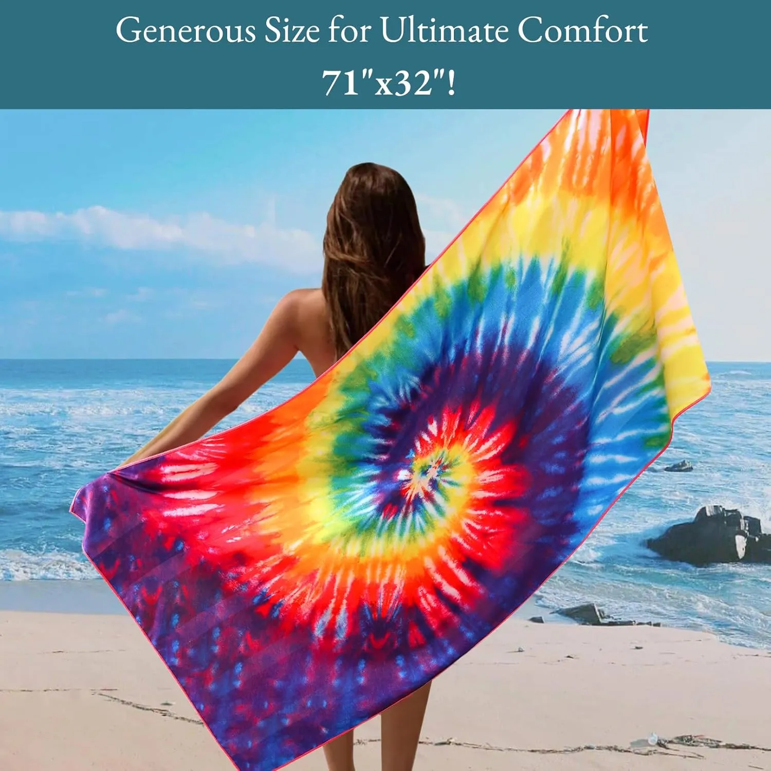 Casa Platino Pool Towels 4 Pack – Extra Large 32"x71" Sand Free Beach Towel, Quick Dry, Lightweight for Camping, Travel & Beach Essentials for Women – Nabran