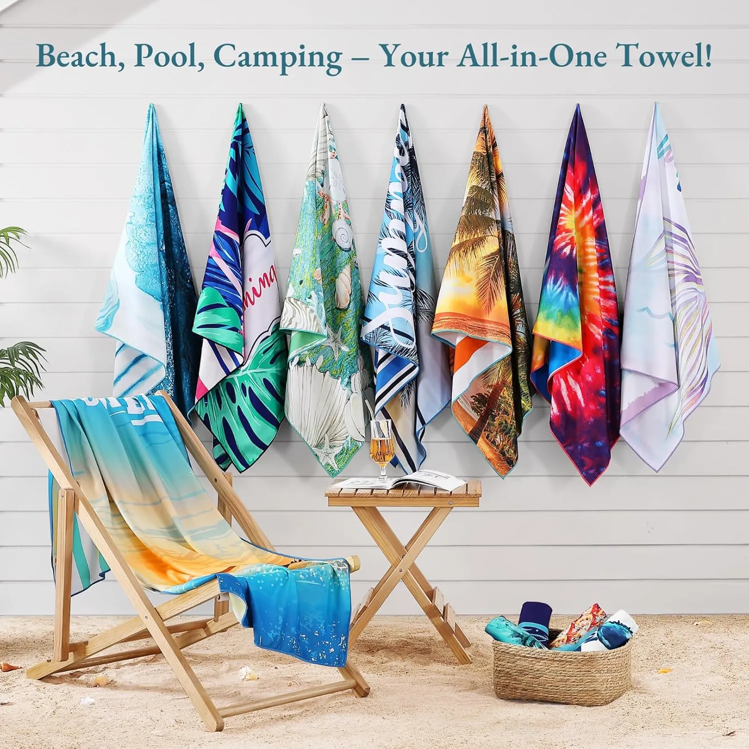 Casa Platino Pool Towels 4 Pack – Extra Large 32"x71" Sand Free Beach Towel, Quick Dry, Lightweight for Camping, Travel & Beach Essentials for Women – Nabran