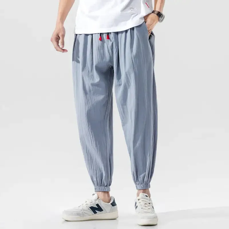 Casual Linen Cropped Pants