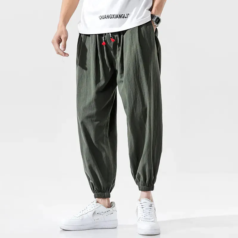 Casual Linen Cropped Pants