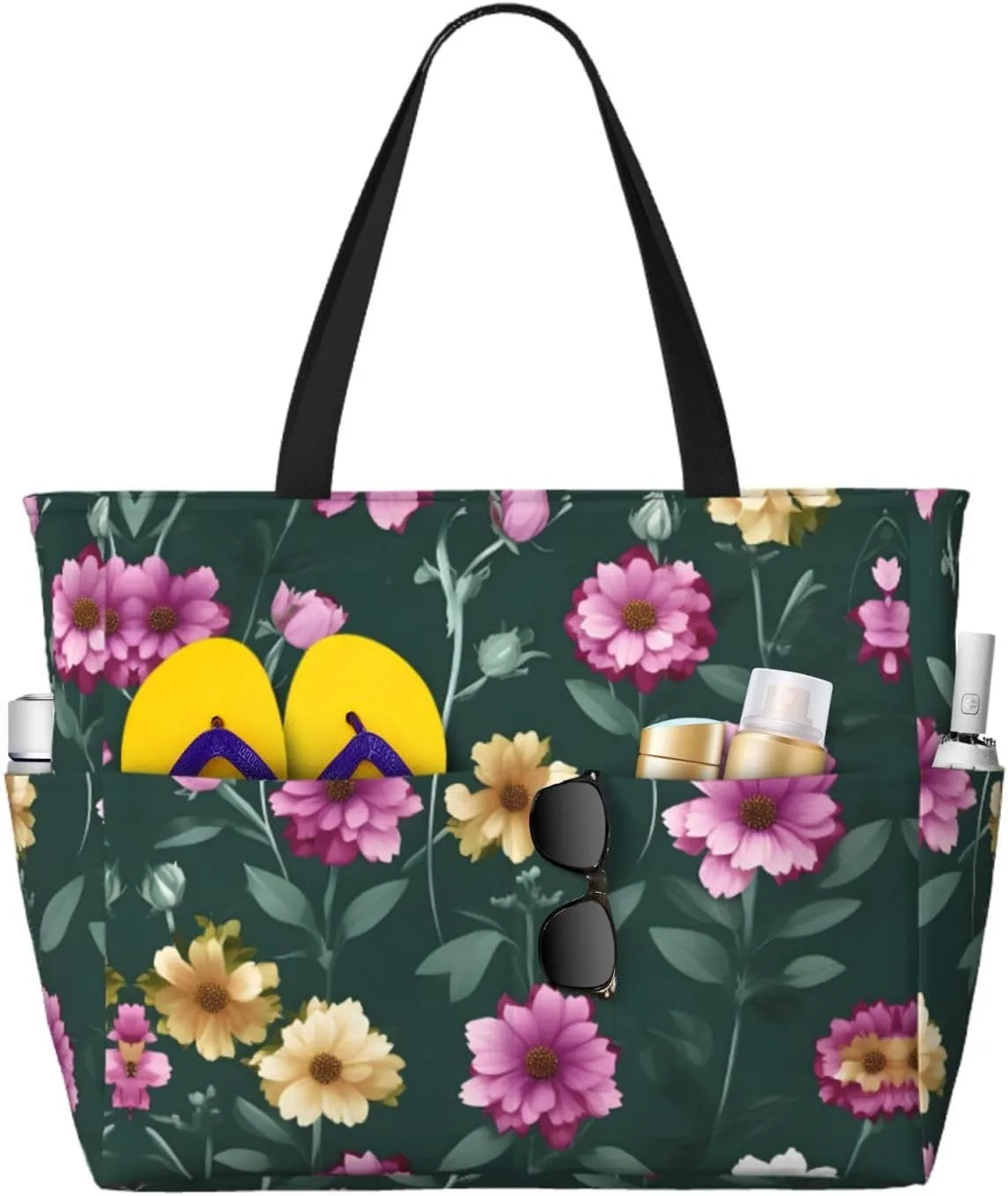 Cat And Butterfly Spacious Large Capacity Beach Travel Bag - Foldable Beach Bag Tote Bag With Zipper