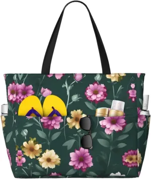 Cat And Butterfly Spacious Large Capacity Beach Travel Bag - Foldable Beach Bag Tote Bag With Zipper