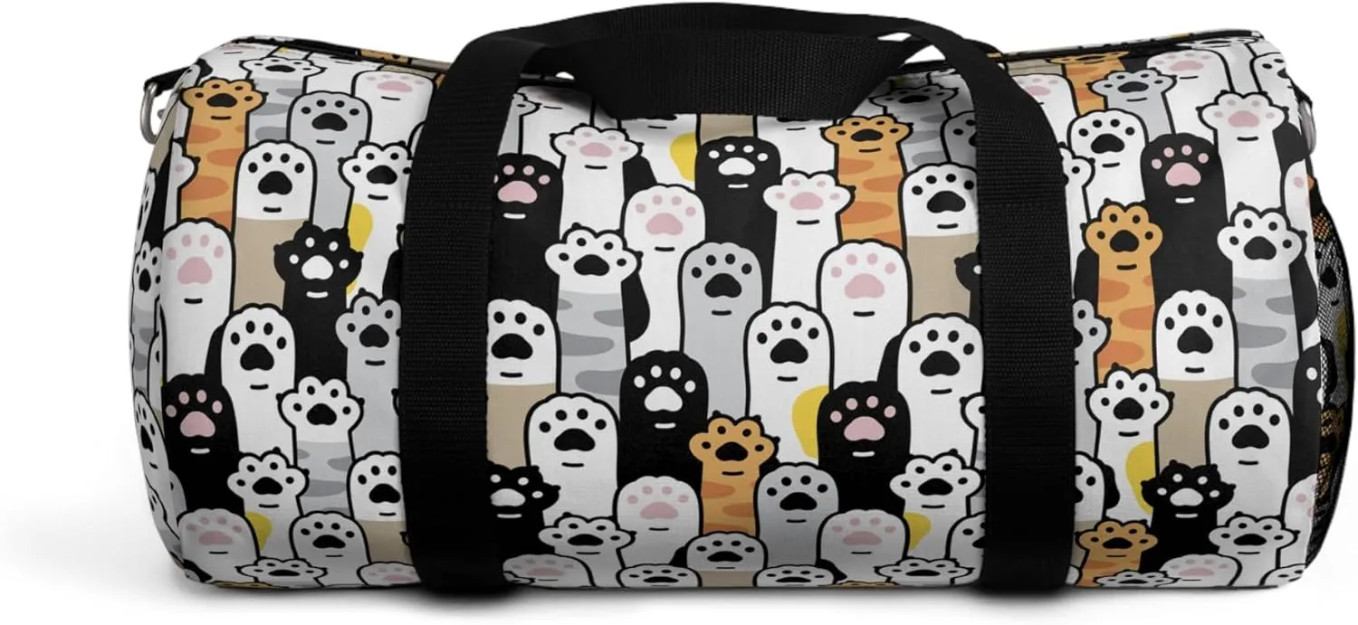 Cat Paws Duffel Bag, Funny Kawaii Gym Bag for Women, Large Shoulder Travel Weekend Carry Bag