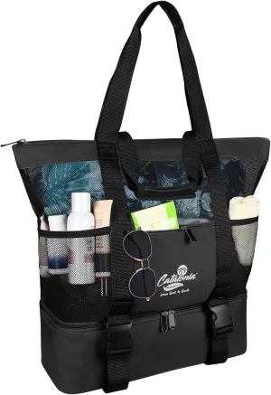 Catalonia Large Beach Tote with Cooler, Mesh Bag for Women, Sandproof, Ideal for Family Beach Trips & Vacation Essentials