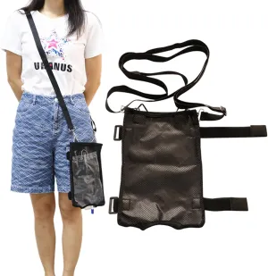 Catheter Bag Holder for 2000 mL, Urine Storage Container Bags with Catheter Pipe Cover, Adjustable Shoulder and Leg Strap and Inspection Window for Incontinent Patients Elderly- Black