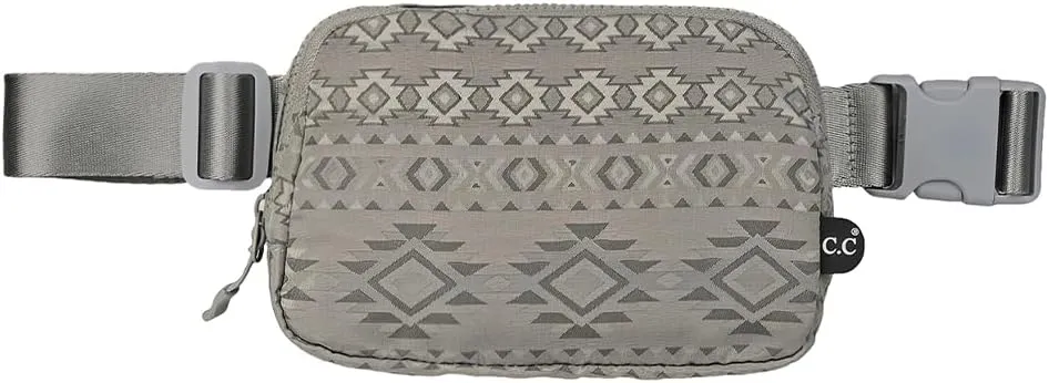C.C Aztec Pattern Belt Bag - Fanny Pack & Crossbody Bag for Women - Fashion Waist Pack with Adjustable Strap - Gifts (Aztec Pattern - Lt. Grey)