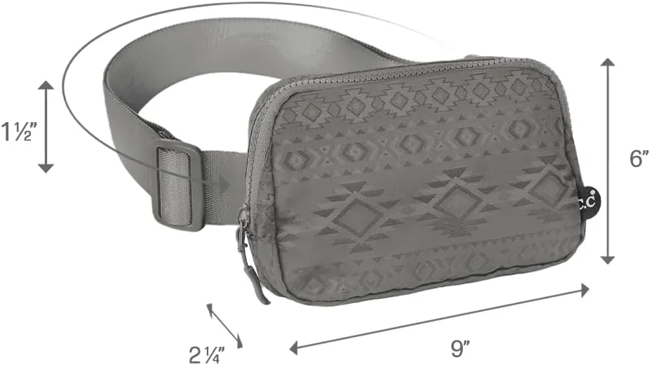 C.C Aztec Pattern Belt Bag - Fanny Pack & Crossbody Bag for Women - Fashion Waist Pack with Adjustable Strap - Gifts (Aztec Pattern - Lt. Grey)