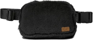 C.C Faux Fur Fanny Pack For Women Unisex - Fuzzy Daily Waist Crossbody Belt bag With Adjustable Strap (Black)