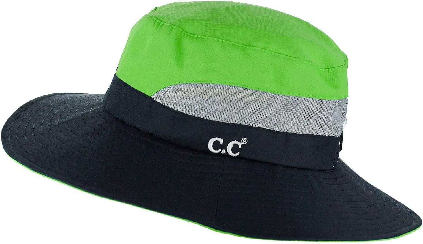 C.C Safari Sun Hat Wide Brim Hat with Ponytail Hole Packable UPF 50  for Hiking Camping