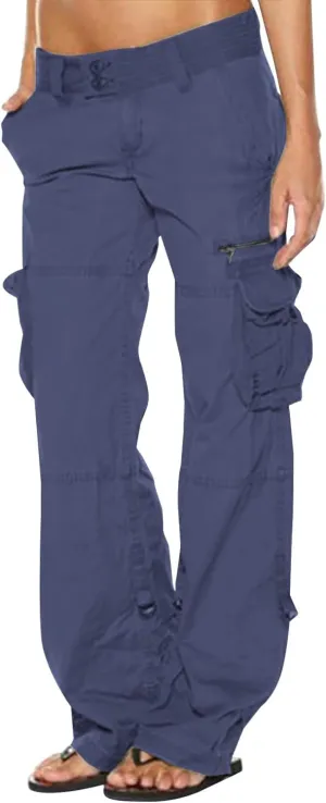 Ceboyel Women's Baggy Parachute Pants Straight Wide Leg Cargo Pants Multiple Pockets Jogger Trousers Y2K Clothing 2023