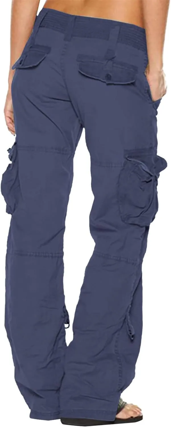 Ceboyel Women's Baggy Parachute Pants Straight Wide Leg Cargo Pants Multiple Pockets Jogger Trousers Y2K Clothing 2023