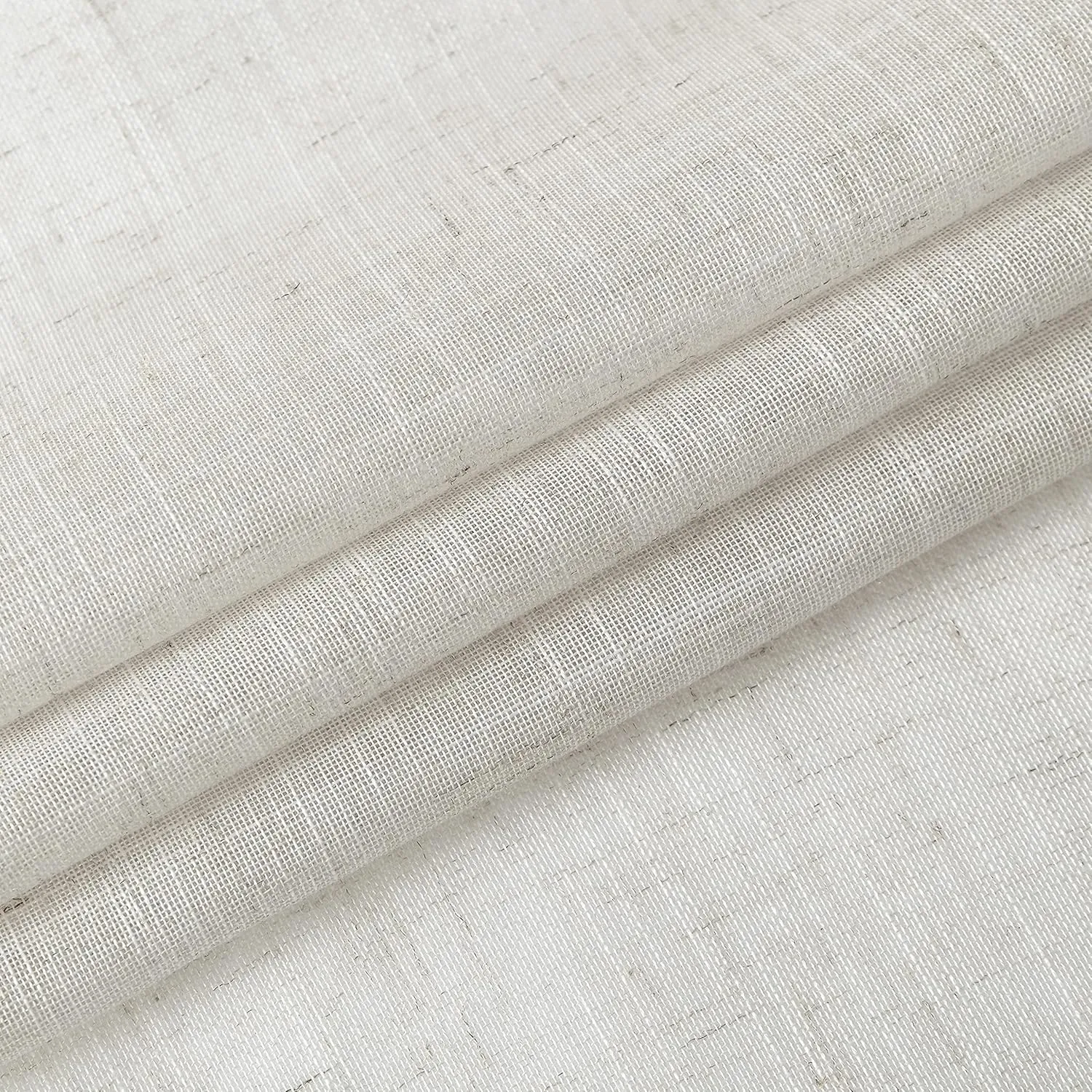 Central Park Pinch Pleat Slub Yarn Sheer Curtains 102 Inch Crude Linen Blend Window Drape with Backtab Farmhouse Rustic Treatment Set for Living Room Bedroom, 60"x102"x2, Linen