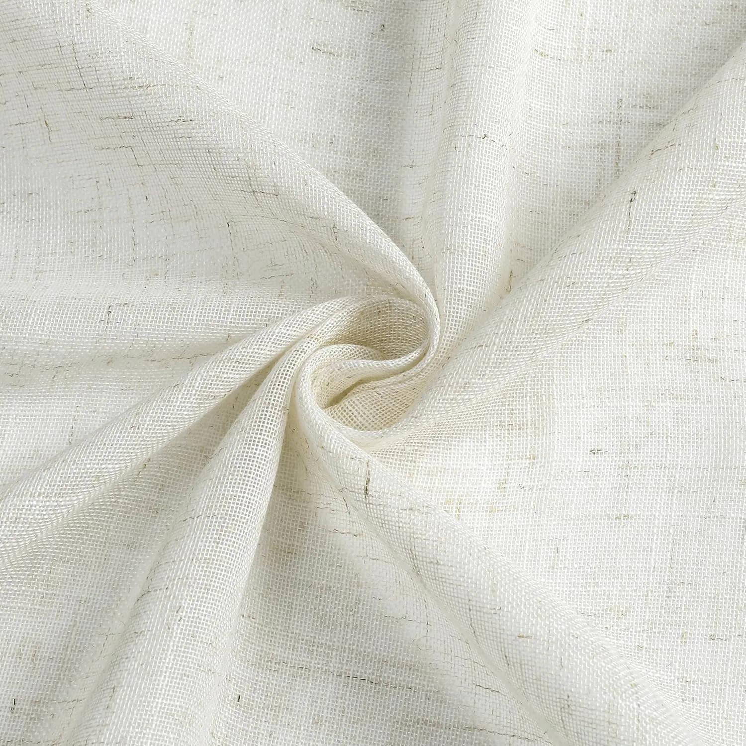 Central Park Pinch Pleat Slub Yarn Sheer Curtains 108 Inches Extra Long Crude Linen Blend Window Drape with Backtab Farmhouse Rustic Treatment Set for Living Room Bedroom, 60"x108"x2, Natural