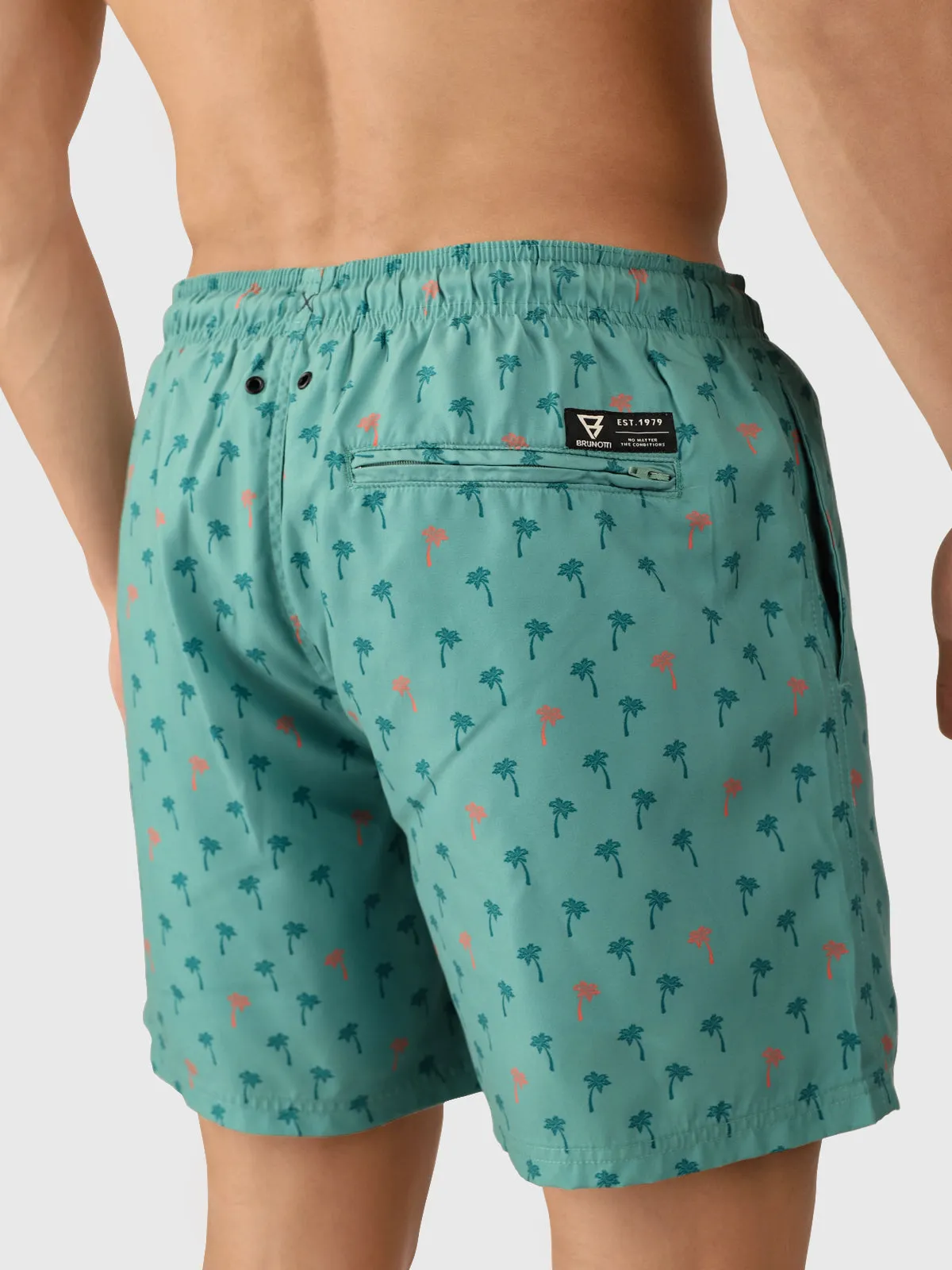 Cester-Mini Men Swim Shorts | Mini Palm Aqua Bottle Green
