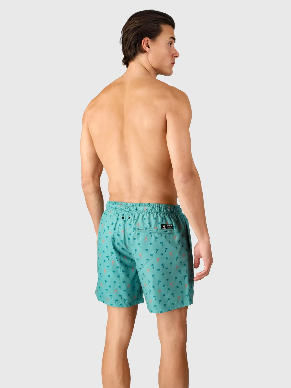 Cester-Mini Men Swim Shorts | Mini Palm Aqua Bottle Green